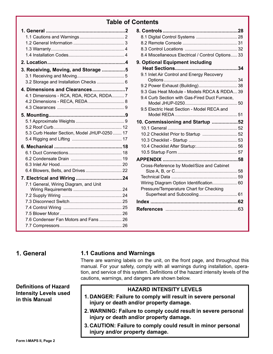 Reznor MAPS II Unit Installation Manual User Manual | Page 2 / 64
