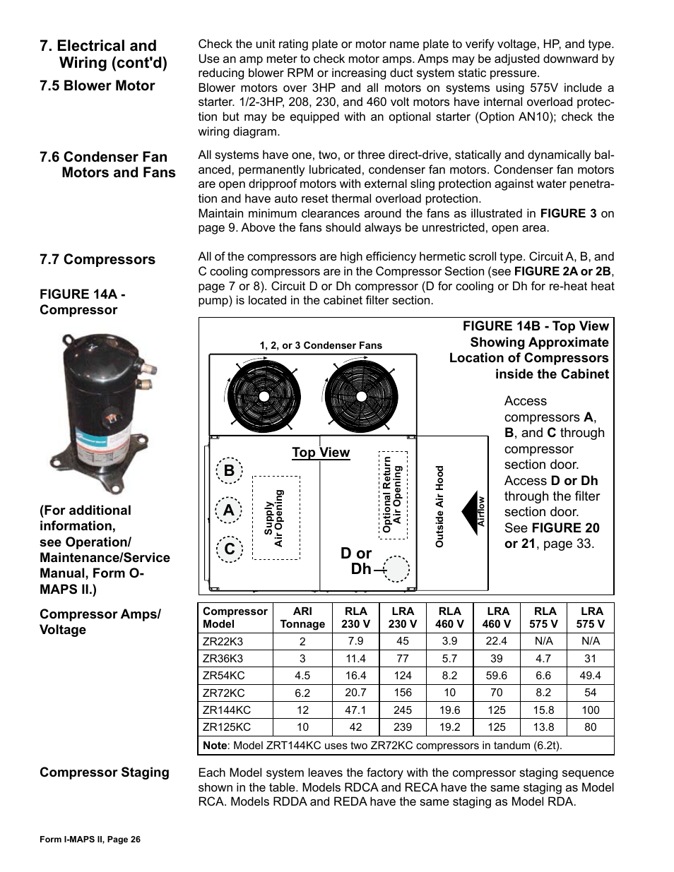 5 blower motor, 6 condenser fan motors and fans, 7 compressors | Electrical and wiring (cont'd) | Reznor MAPS II Unit Installation Manual User Manual | Page 26 / 64