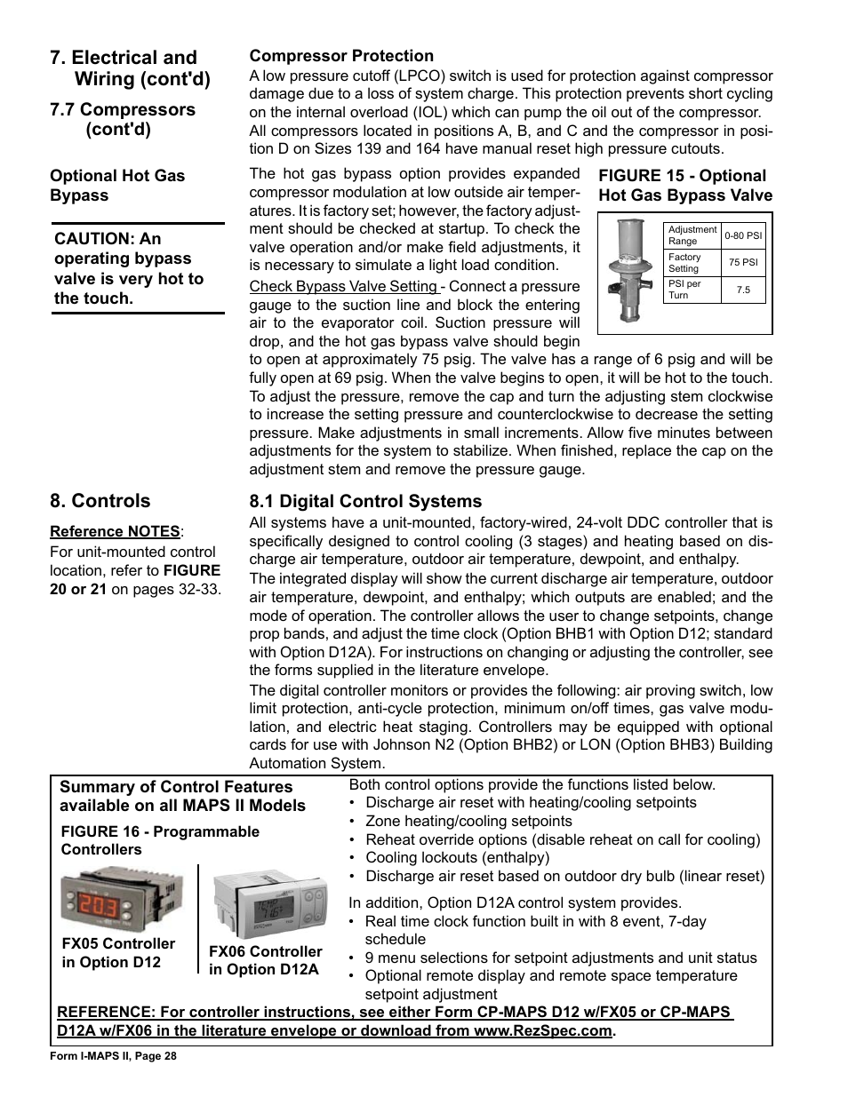 Controls, 1 digital control systems, Electrical and wiring (cont'd) | Reznor MAPS II Unit Installation Manual User Manual | Page 28 / 64