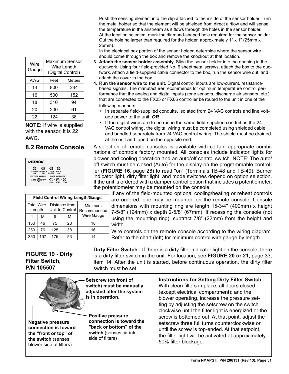 2 remote console | Reznor MAPS II Unit Installation Manual User Manual | Page 31 / 64