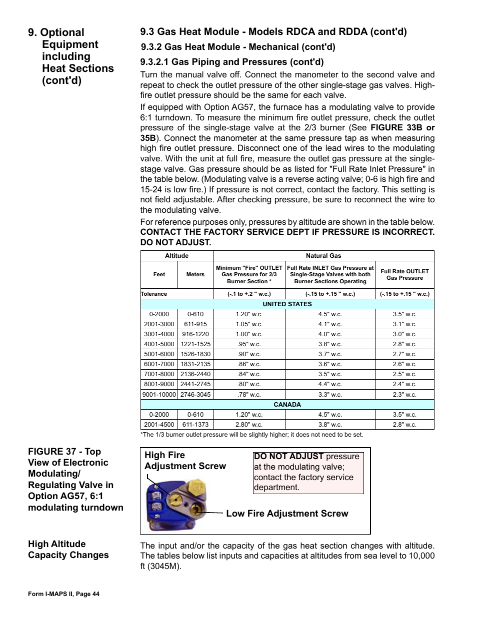 3 gas heat module - models rdca and rdda (cont'd) | Reznor MAPS II Unit Installation Manual User Manual | Page 44 / 64