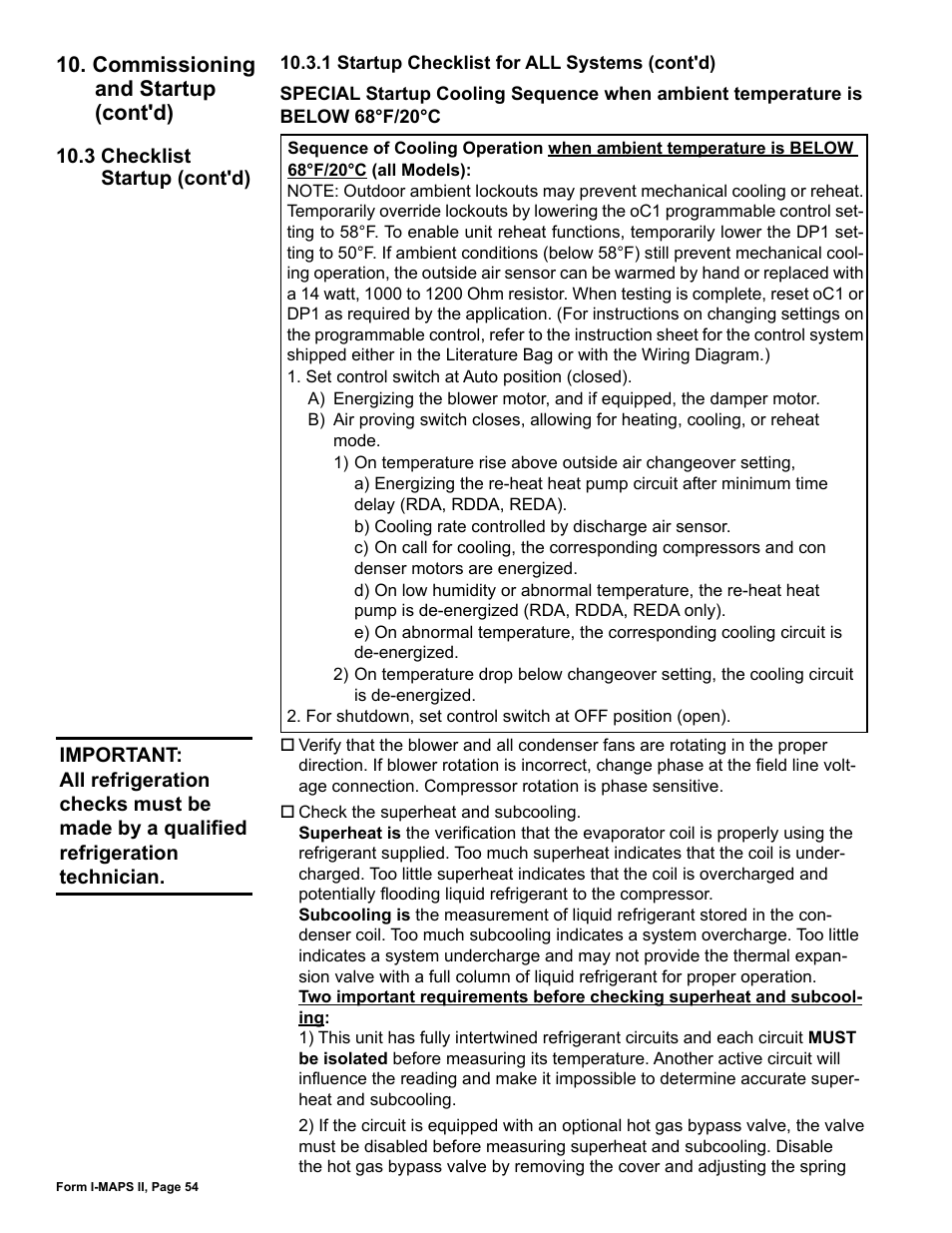 Commissioning and startup (cont'd) | Reznor MAPS II Unit Installation Manual User Manual | Page 54 / 64