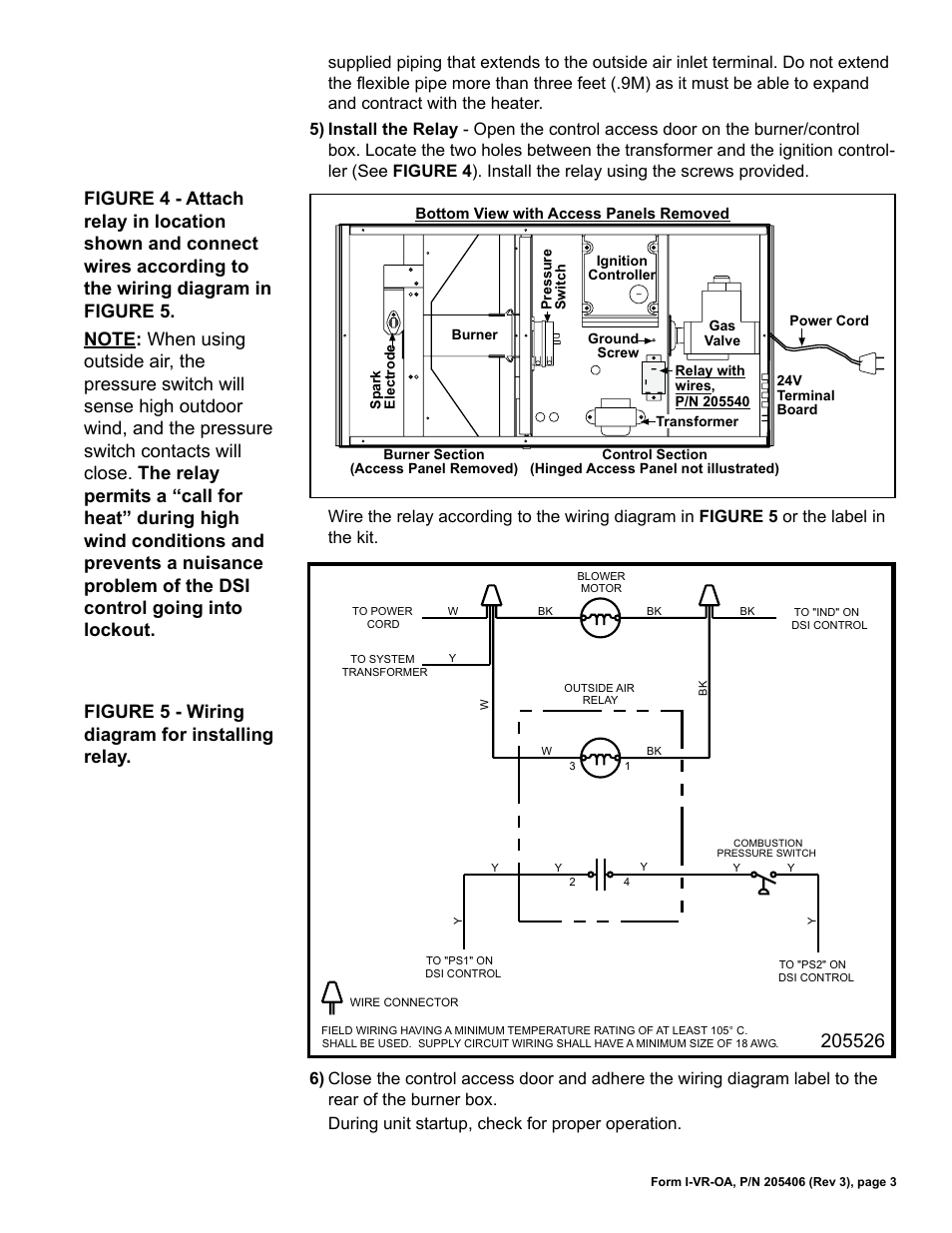 Figure 5 - wiring diagram for installing relay | Reznor VR Option - Installation - Outside Air Kit User Manual | Page 4 / 5