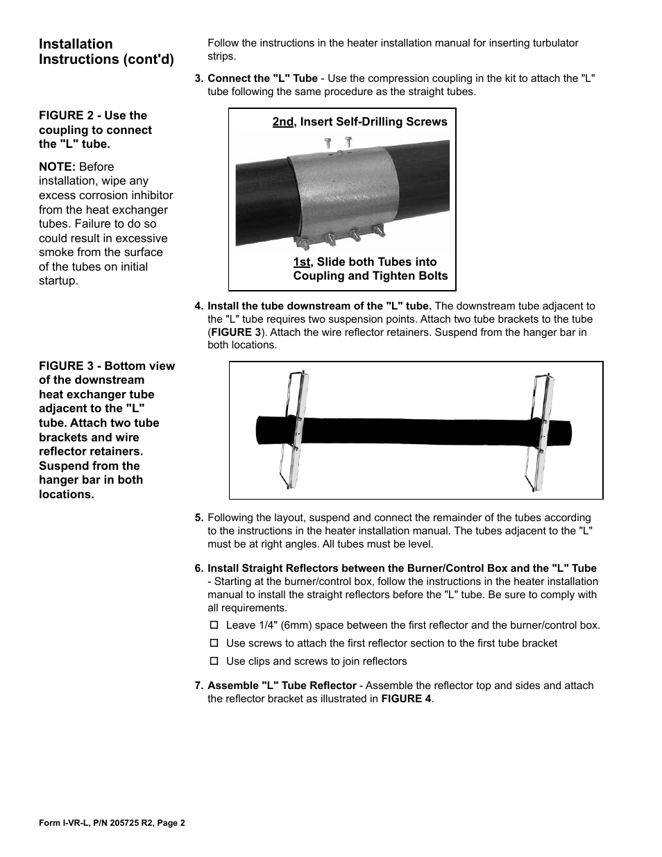 Installation instructions (cont'd) | Reznor VR Option - Option - Installation - L Tube User Manual | Page 3 / 5