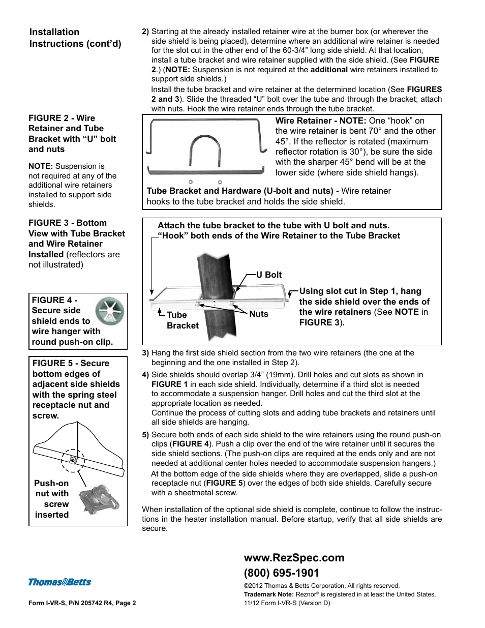 Reznor VR Option - Option - Installation - Side Shield User Manual | Page 3 / 3