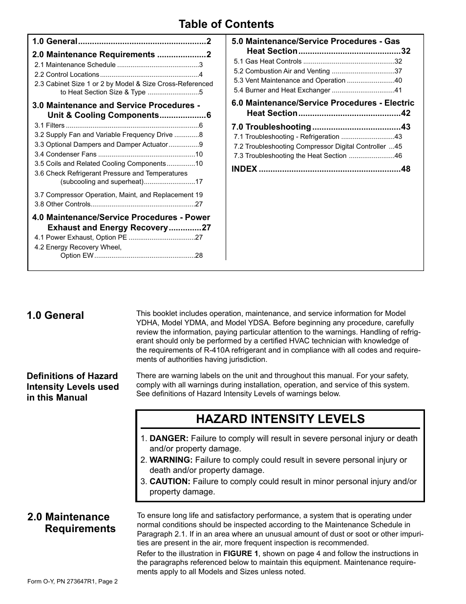 Reznor YDSA Operation Manual User Manual | Page 2 / 48