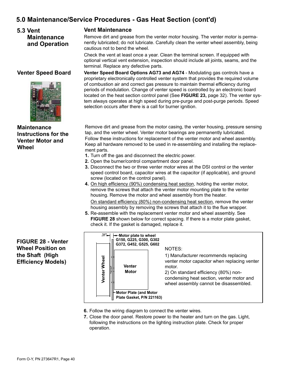 3 vent maintenance and operation | Reznor YDSA Operation Manual User Manual | Page 40 / 48