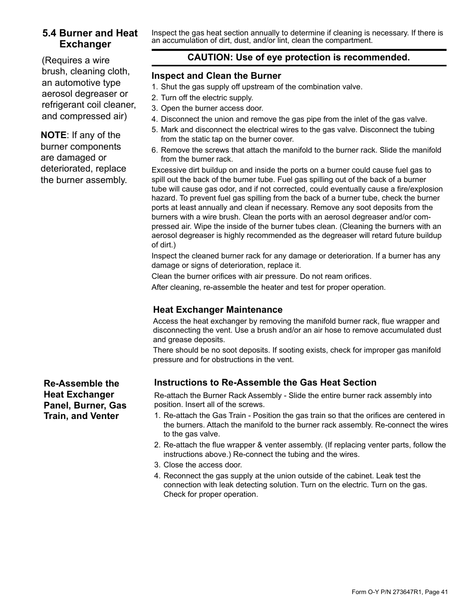 4 burner and heat exchanger | Reznor YDSA Operation Manual User Manual | Page 41 / 48