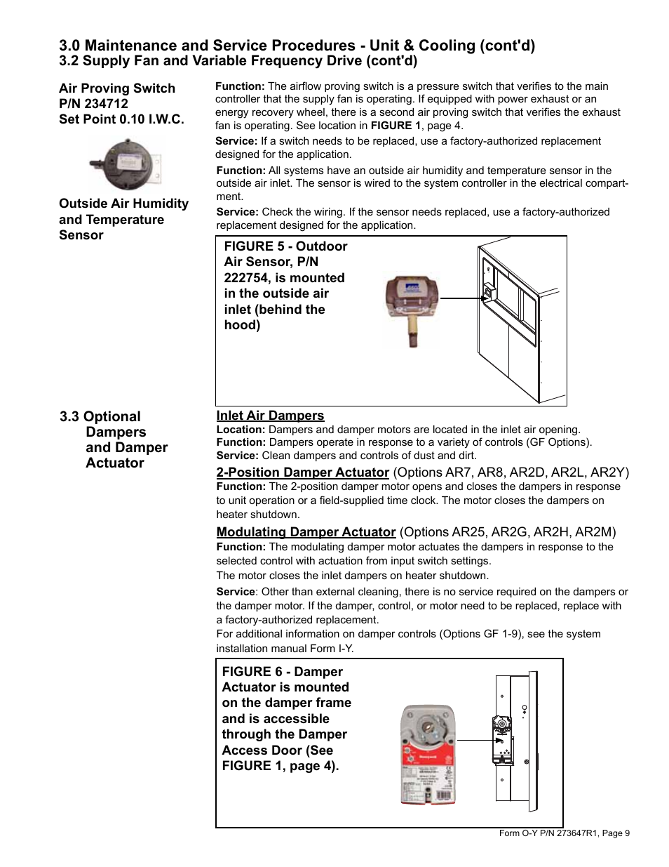 3 optional dampers and damper actuator | Reznor YDSA Operation Manual User Manual | Page 9 / 48