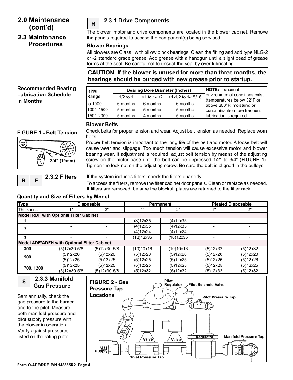 0 maintenance (cont'd), 3 maintenance procedures | Reznor ADFH Operation Manual User Manual | Page 4 / 20