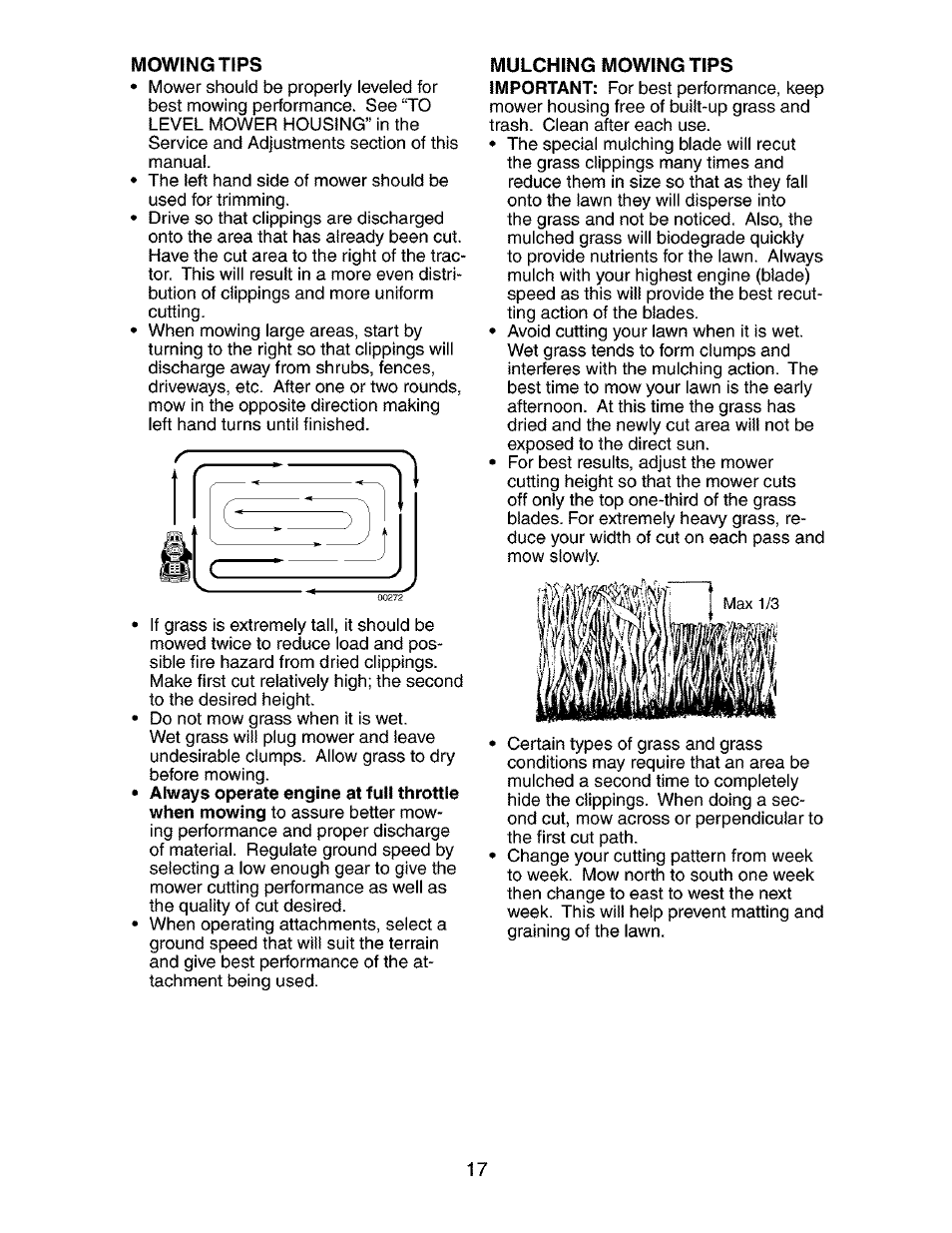 Mowing tips | Craftsman 917.272762 User Manual | Page 17 / 56