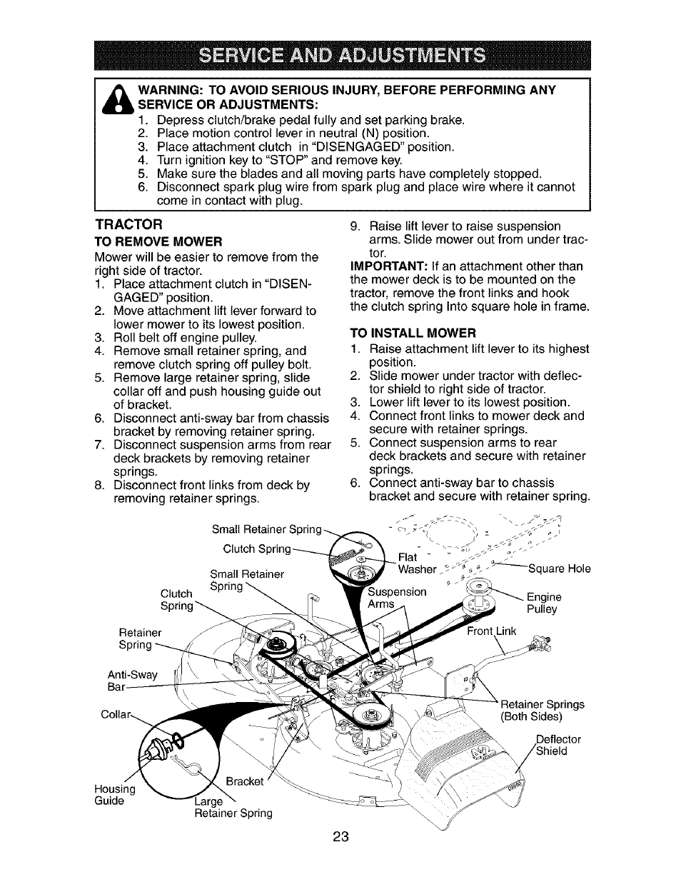 To install mower | Craftsman 917.272762 User Manual | Page 23 / 56
