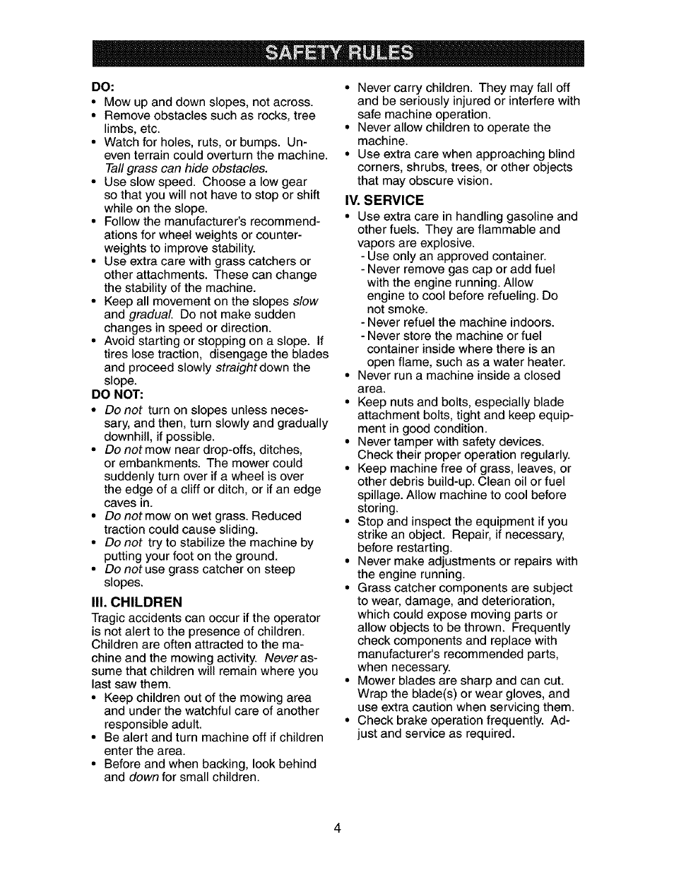 Do not, Iii. children, Iv. service | Craftsman 917.272762 User Manual | Page 4 / 56