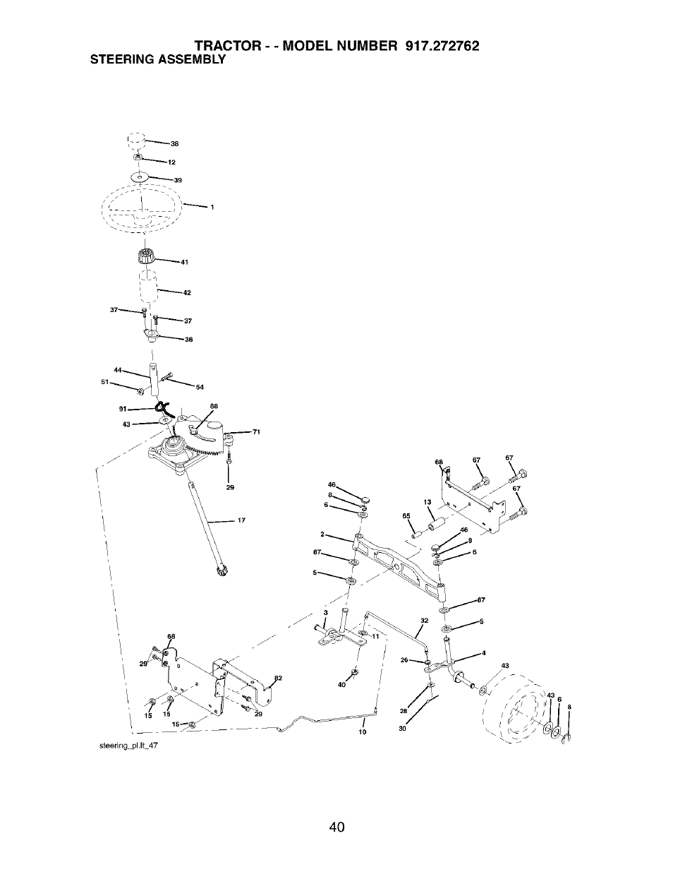 Steering assembly | Craftsman 917.272762 User Manual | Page 40 / 56