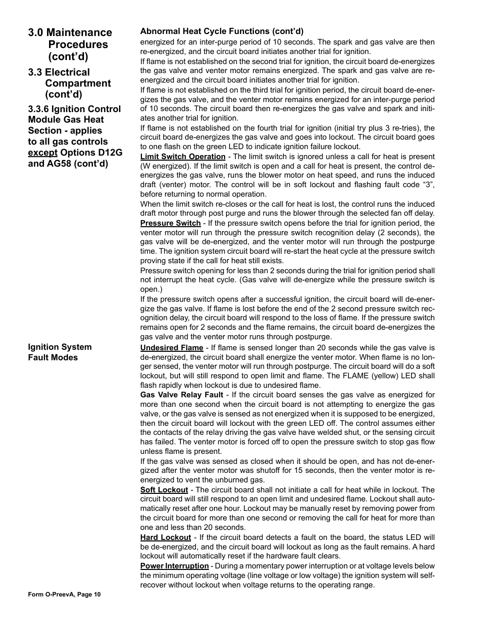 0 maintenance procedures (cont’d), 3 electrical compartment (cont’d) | Reznor PDH Operation Manual PreevA User Manual | Page 10 / 40