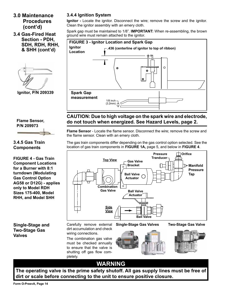 Warning, 0 maintenance procedures (cont’d) | Reznor PDH Operation Manual PreevA User Manual | Page 14 / 40