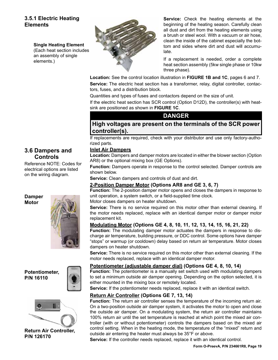 6 dampers and controls | Reznor PDH Operation Manual PreevA User Manual | Page 19 / 40