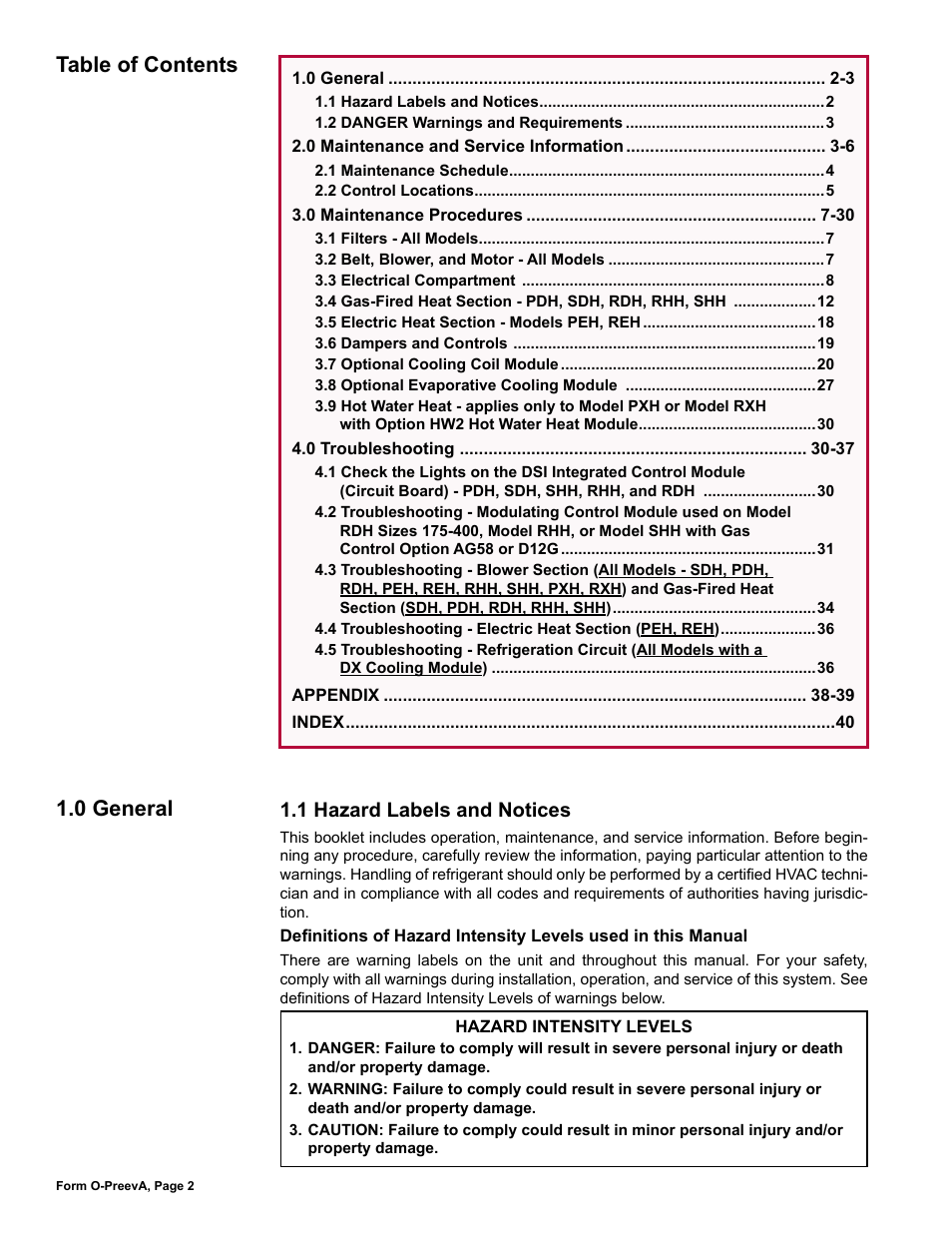 Reznor PDH Operation Manual PreevA User Manual | Page 2 / 40