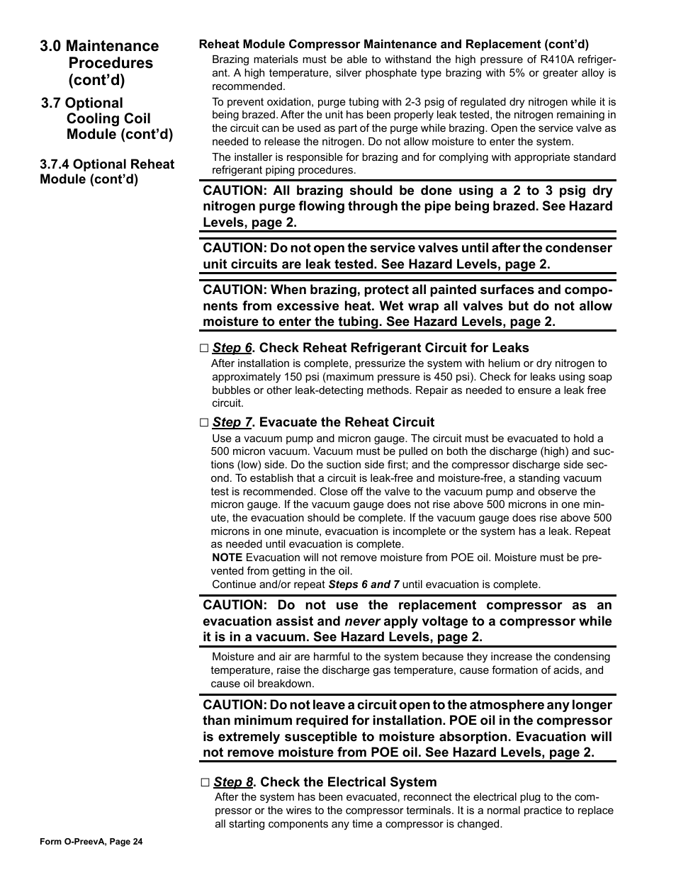 0 maintenance procedures (cont’d) | Reznor PDH Operation Manual PreevA User Manual | Page 24 / 40