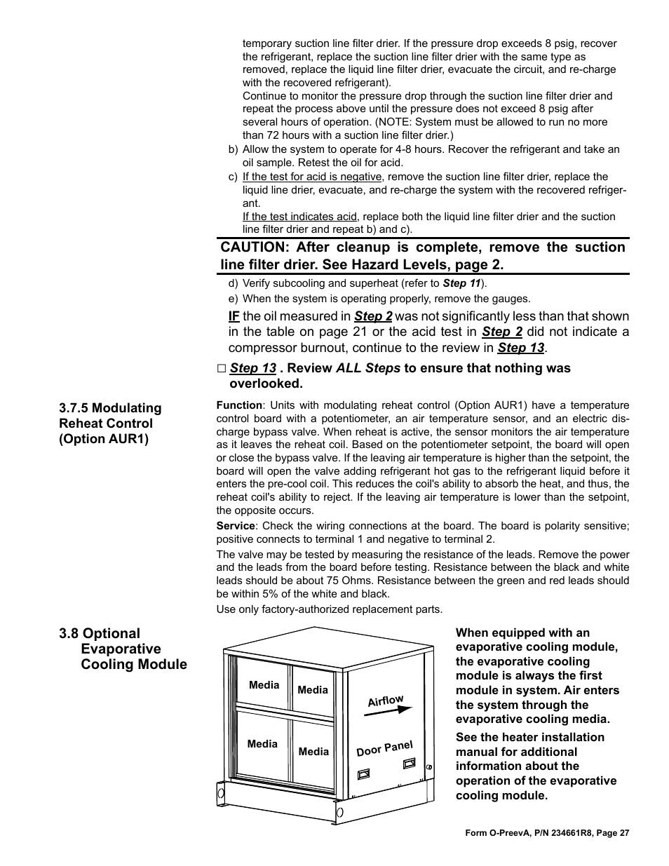 8 optional evaporative cooling module | Reznor PDH Operation Manual PreevA User Manual | Page 27 / 40