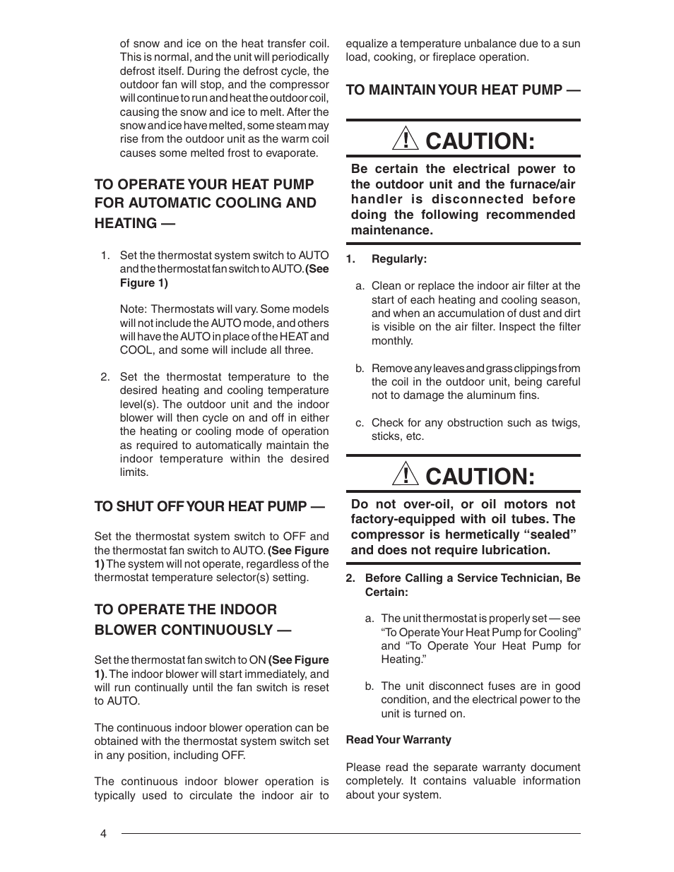 Caution | Reznor JT4BD Users Manual User Manual | Page 4 / 24