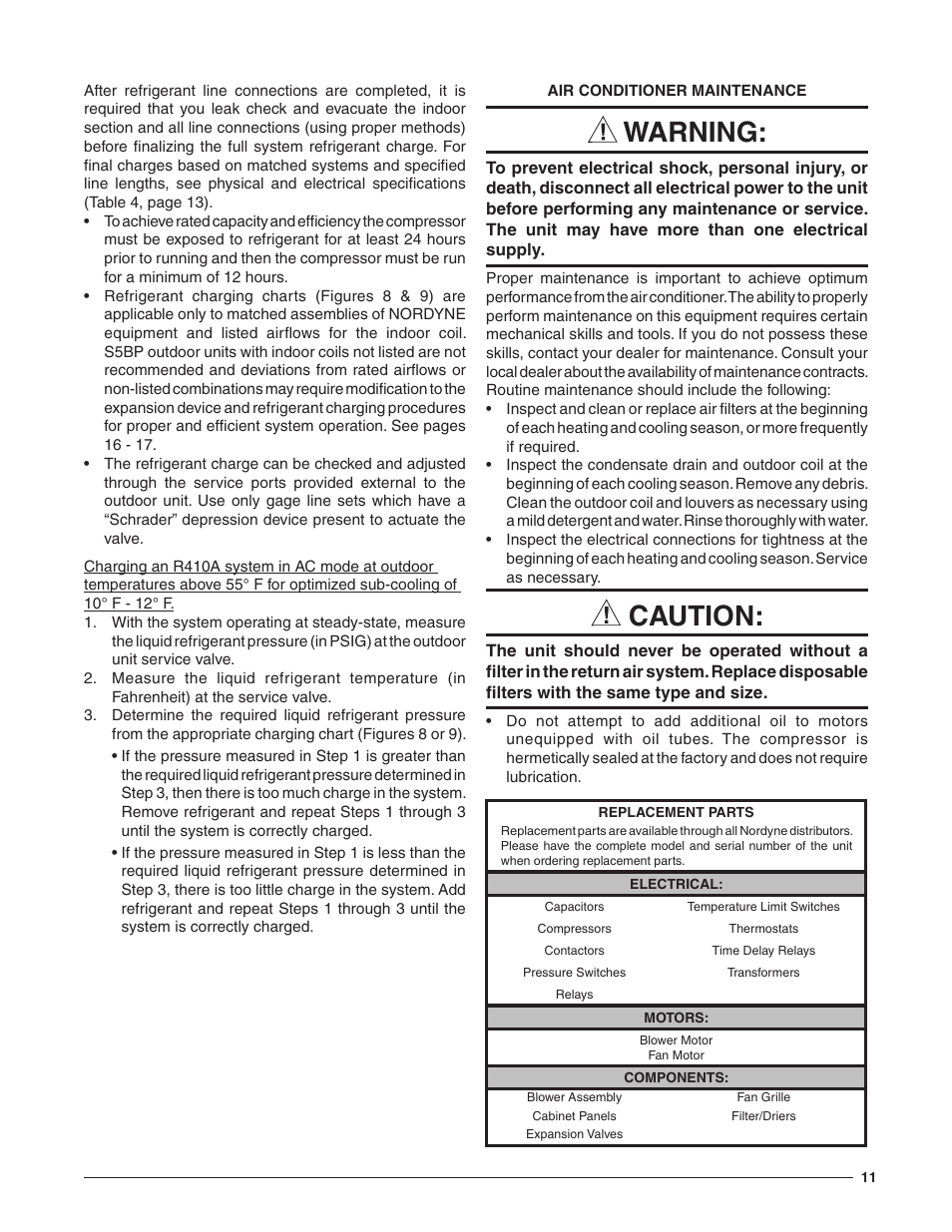 Warning, Caution | Reznor S5BP Users Manual User Manual | Page 11 / 20