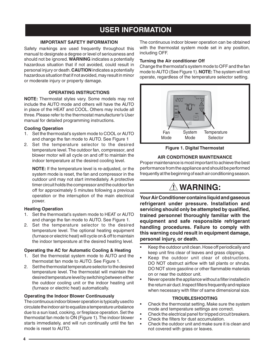 Warning, User information | Reznor S5BP Users Manual User Manual | Page 4 / 20