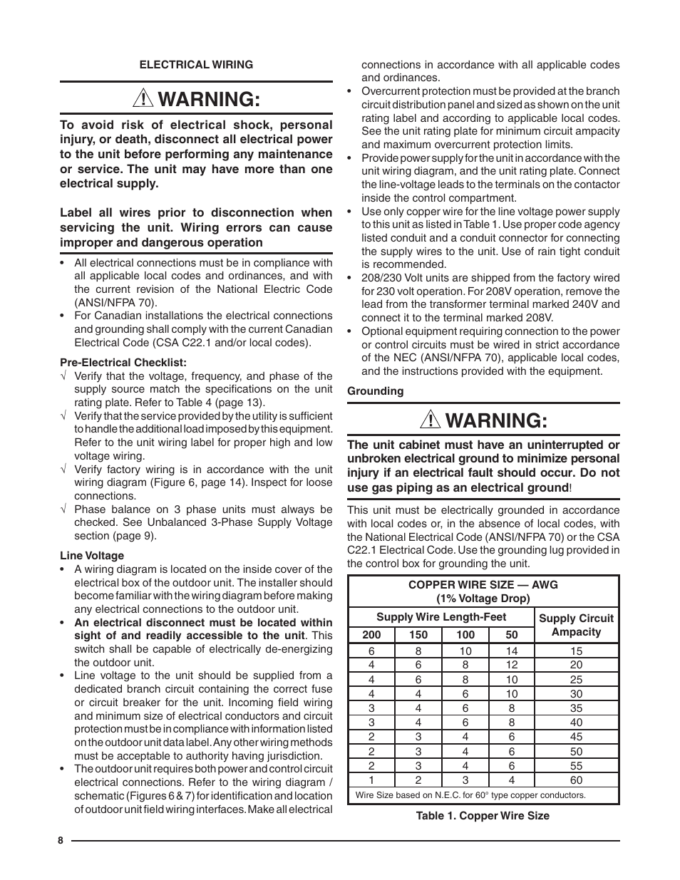 Warning | Reznor S5BP Users Manual User Manual | Page 8 / 20