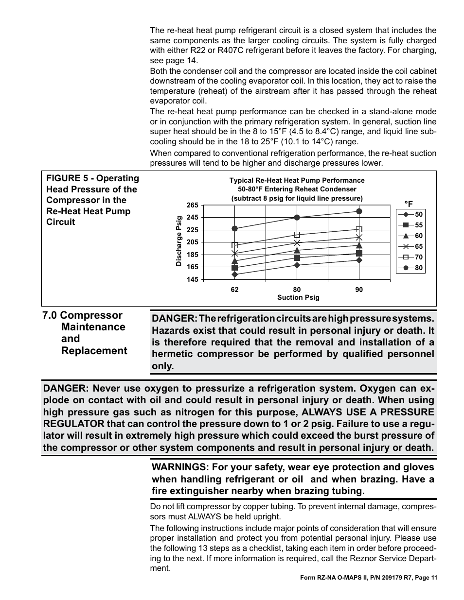 0 compressor maintenance and replacement, 0 compressor maintenance and replacement -20 | Reznor MAPSII Series REDA Users Manual User Manual | Page 11 / 28