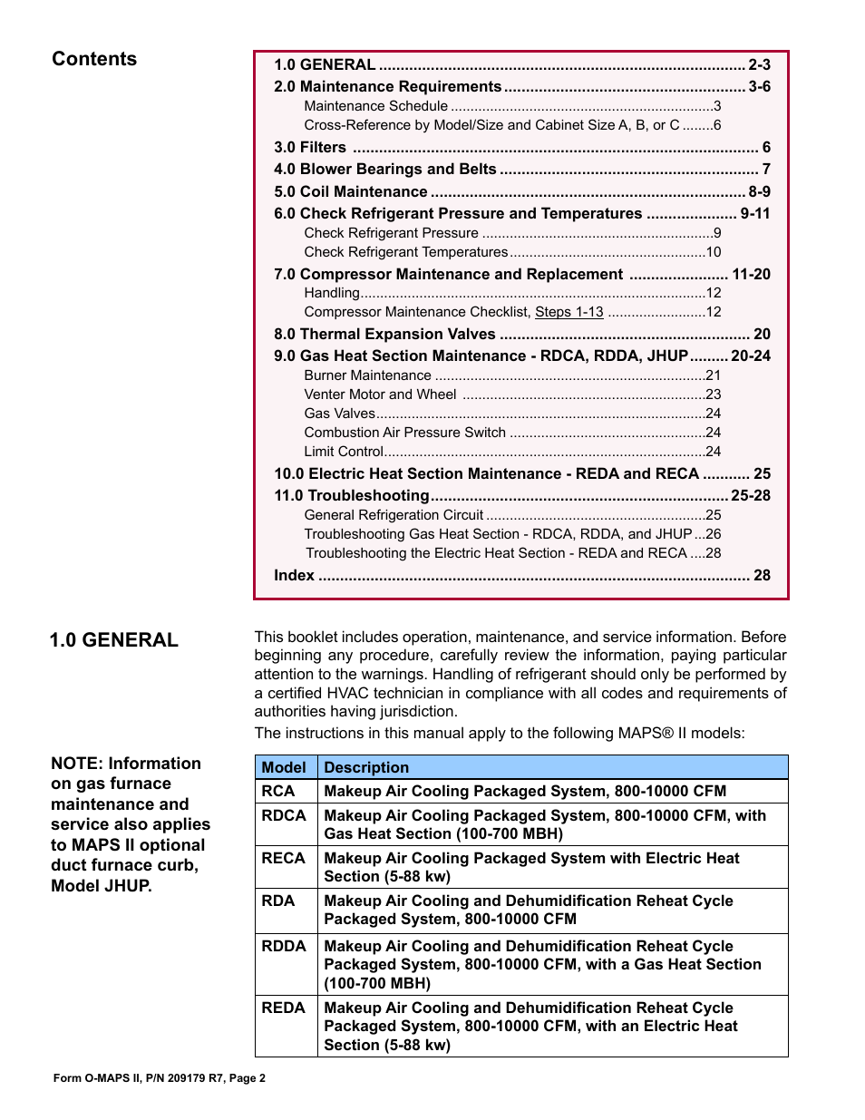 Reznor MAPSII Series REDA Users Manual User Manual | Page 2 / 28