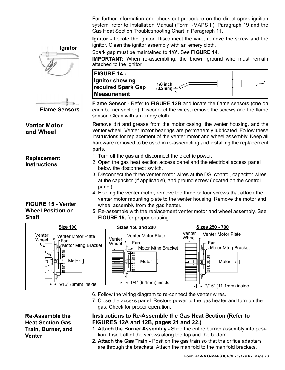 Venter motor and wheel | Reznor MAPSII Series REDA Users Manual User Manual | Page 23 / 28