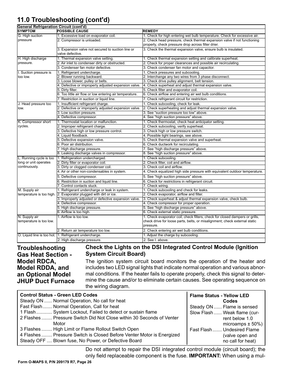 0 troubleshooting (cont'd) | Reznor MAPSII Series REDA Users Manual User Manual | Page 26 / 28