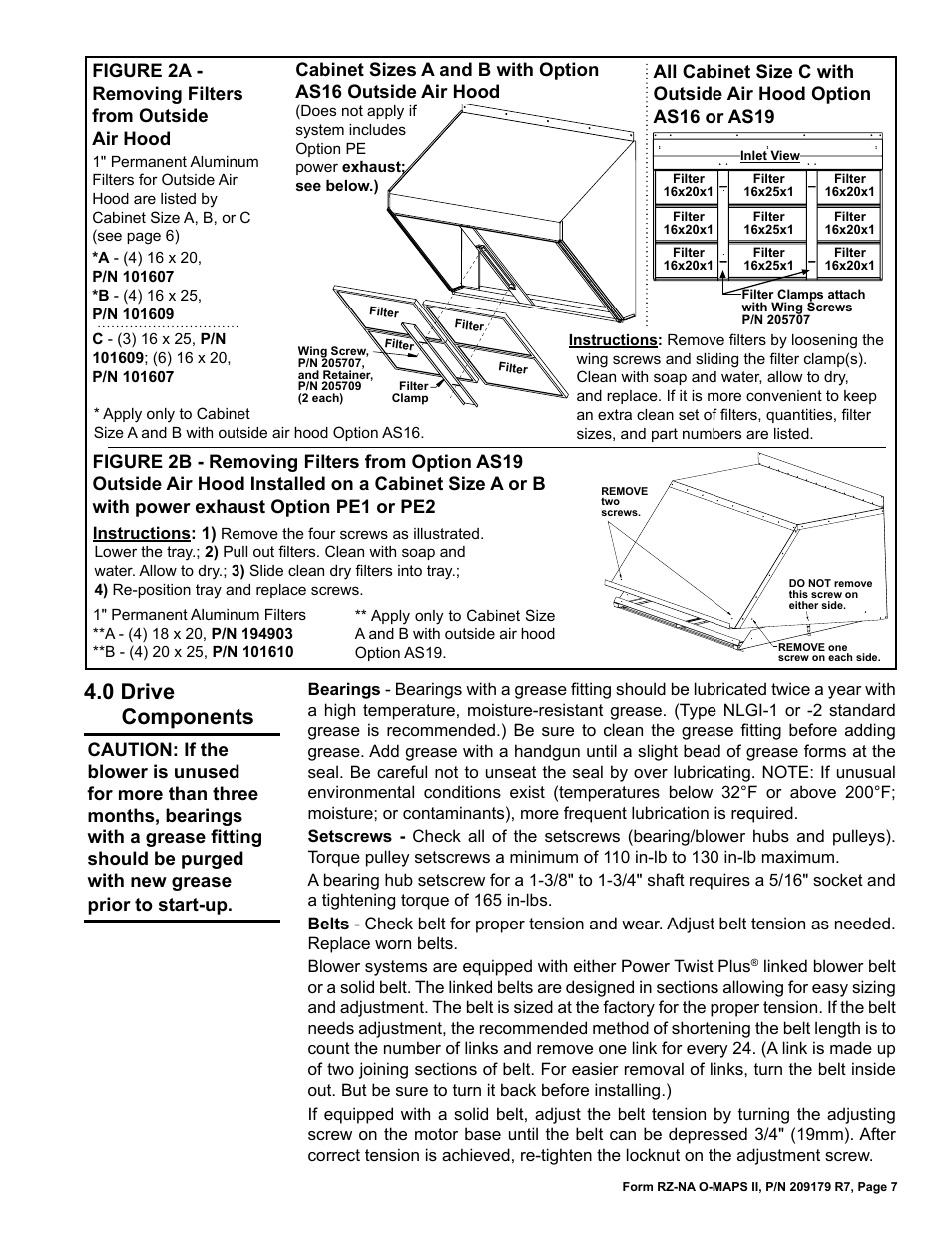 0 belt, 0 blower bearings and belts, 0 drive components | Reznor MAPSII Series REDA Users Manual User Manual | Page 7 / 28