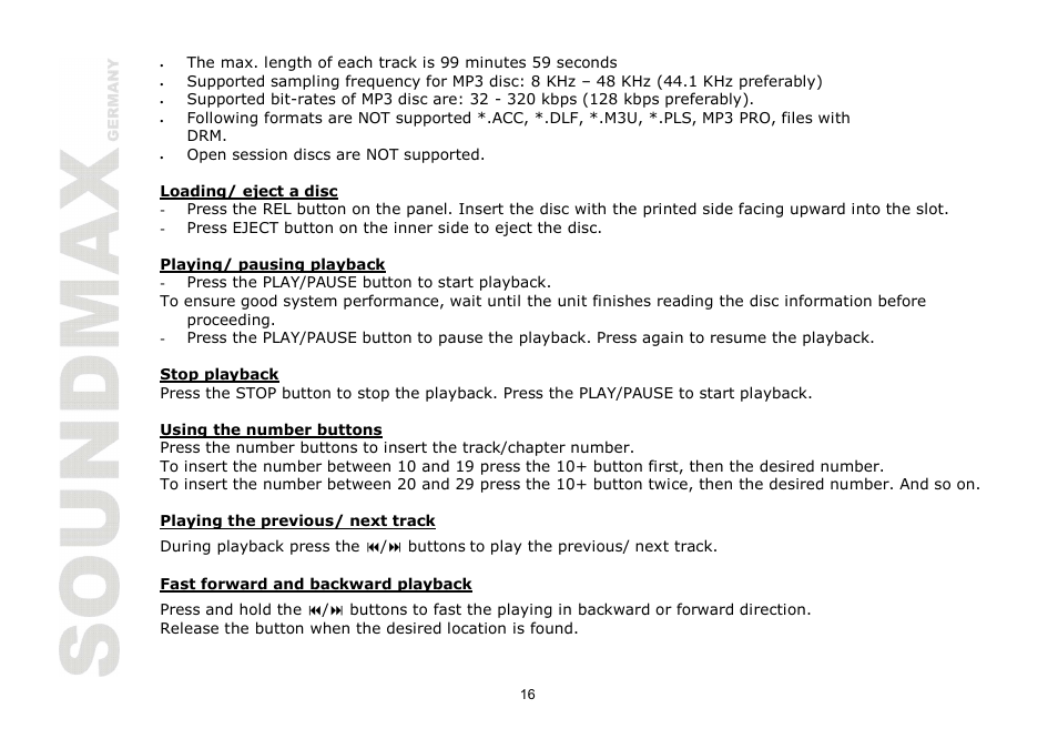 SoundMax SM-CMD2026 User Manual | Page 16 / 54