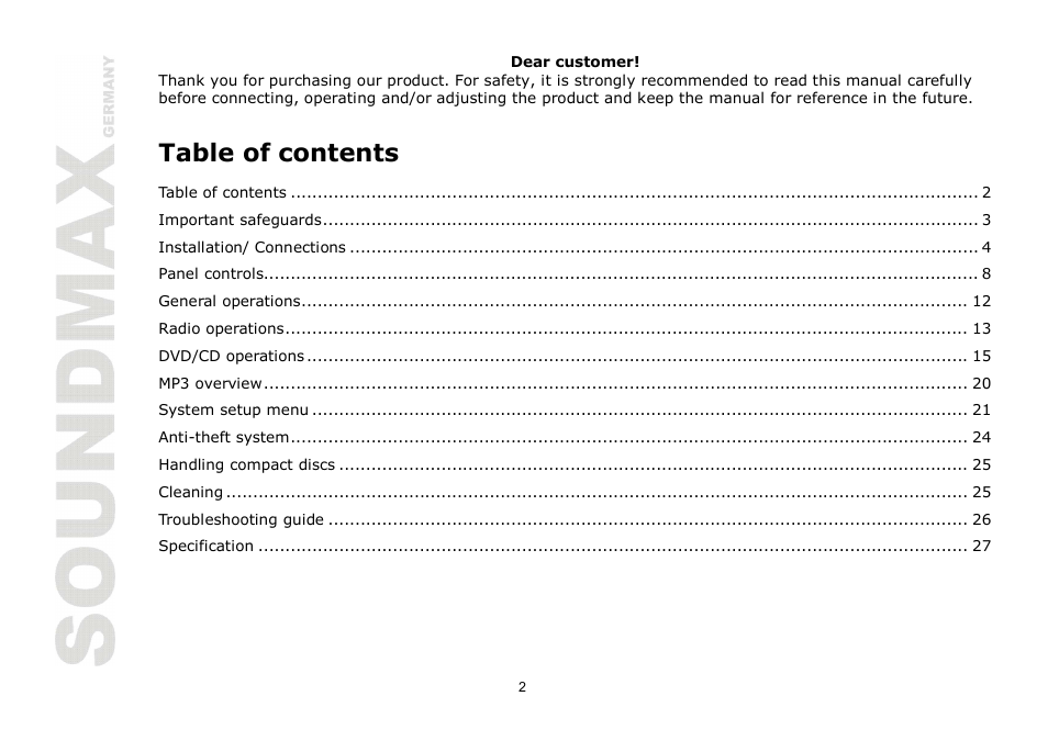 SoundMax SM-CMD2026 User Manual | Page 2 / 54