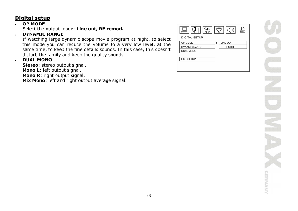 Digital setup | SoundMax SM-CMD2026 User Manual | Page 23 / 54
