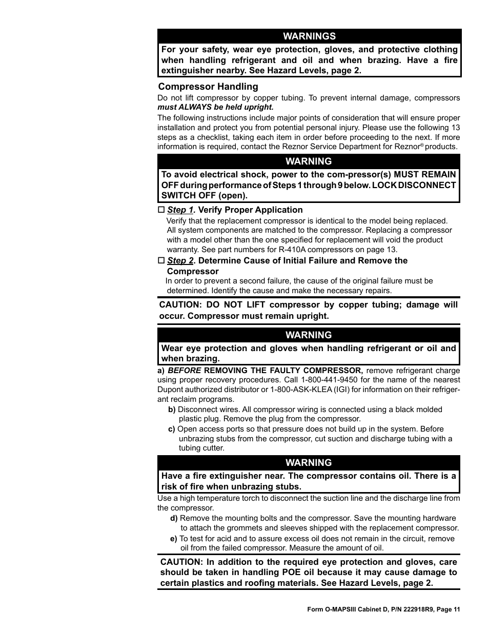 Reznor MAPS III, Cabinet D RECB Users Manual User Manual | Page 11 / 44