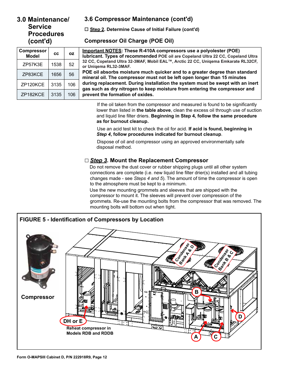 0 maintenance/ service procedures (cont'd), 6 compressor maintenance (cont'd) | Reznor MAPS III, Cabinet D RECB Users Manual User Manual | Page 12 / 44