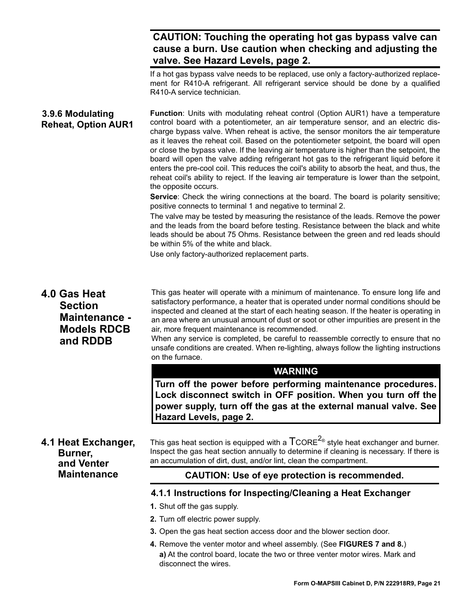 1 heat exchanger, burner, and venter maintenance | Reznor MAPS III, Cabinet D RECB Users Manual User Manual | Page 21 / 44