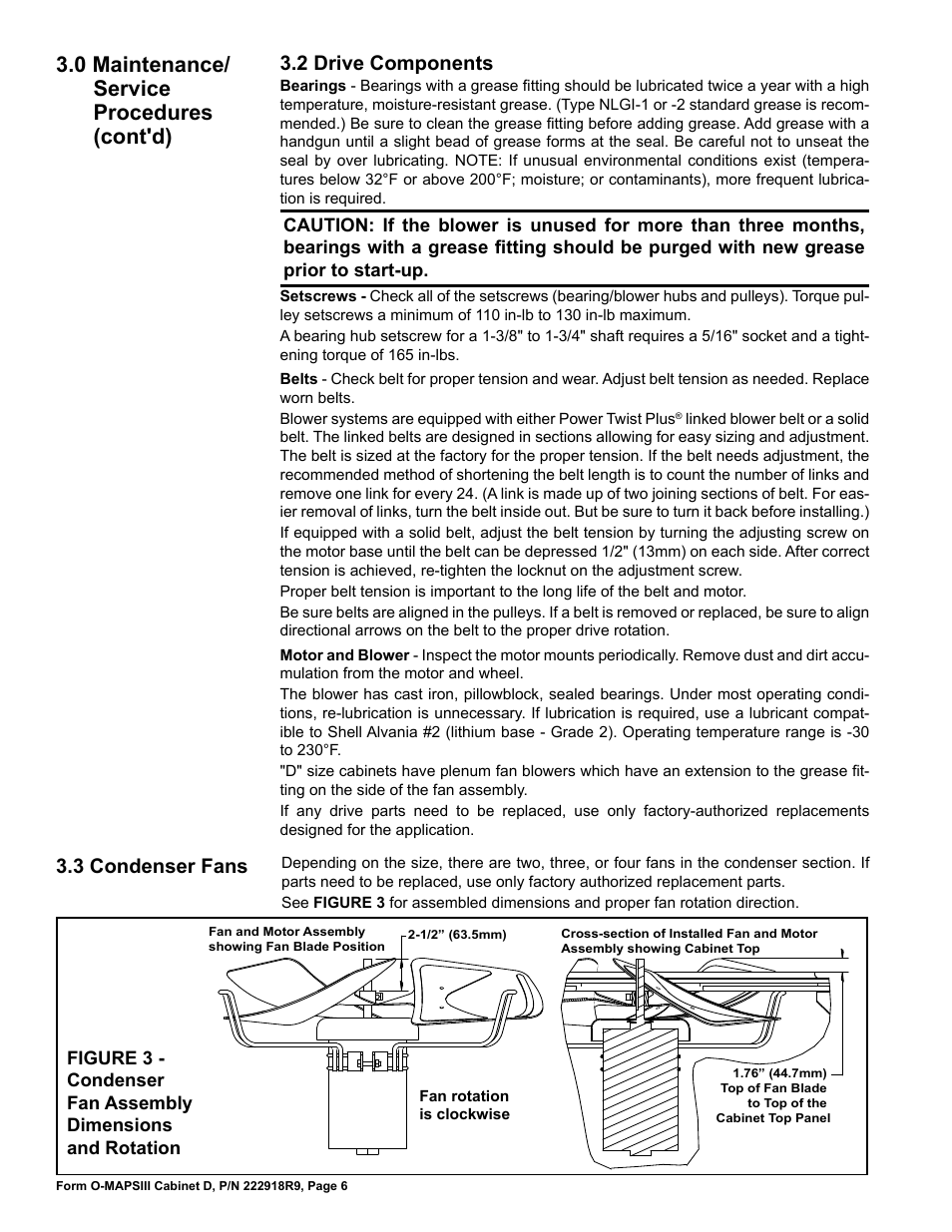 0 maintenance/ service procedures (cont'd), 2 drive components, 3 condenser fans | Reznor MAPS III, Cabinet D RECB Users Manual User Manual | Page 6 / 44