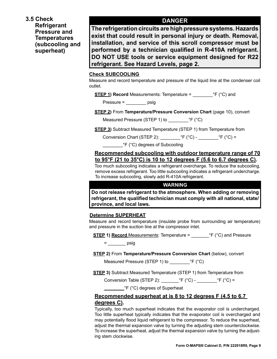 Reznor MAPS III, Cabinet D RECB Users Manual User Manual | Page 9 / 44