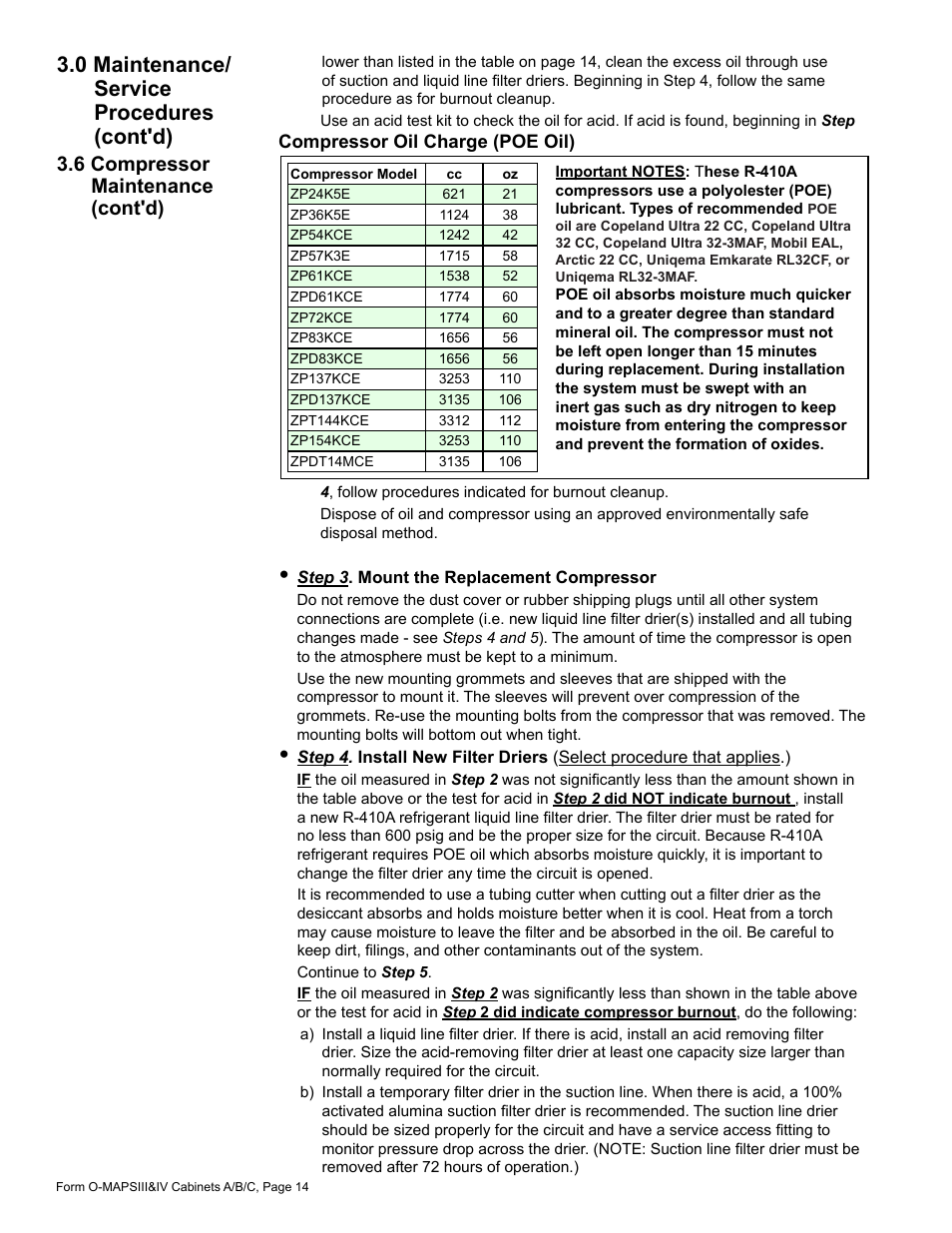0 maintenance/ service procedures (cont'd), 6 compressor maintenance (cont'd) | Reznor MAPS - A,B,C Users Manual User Manual | Page 14 / 40