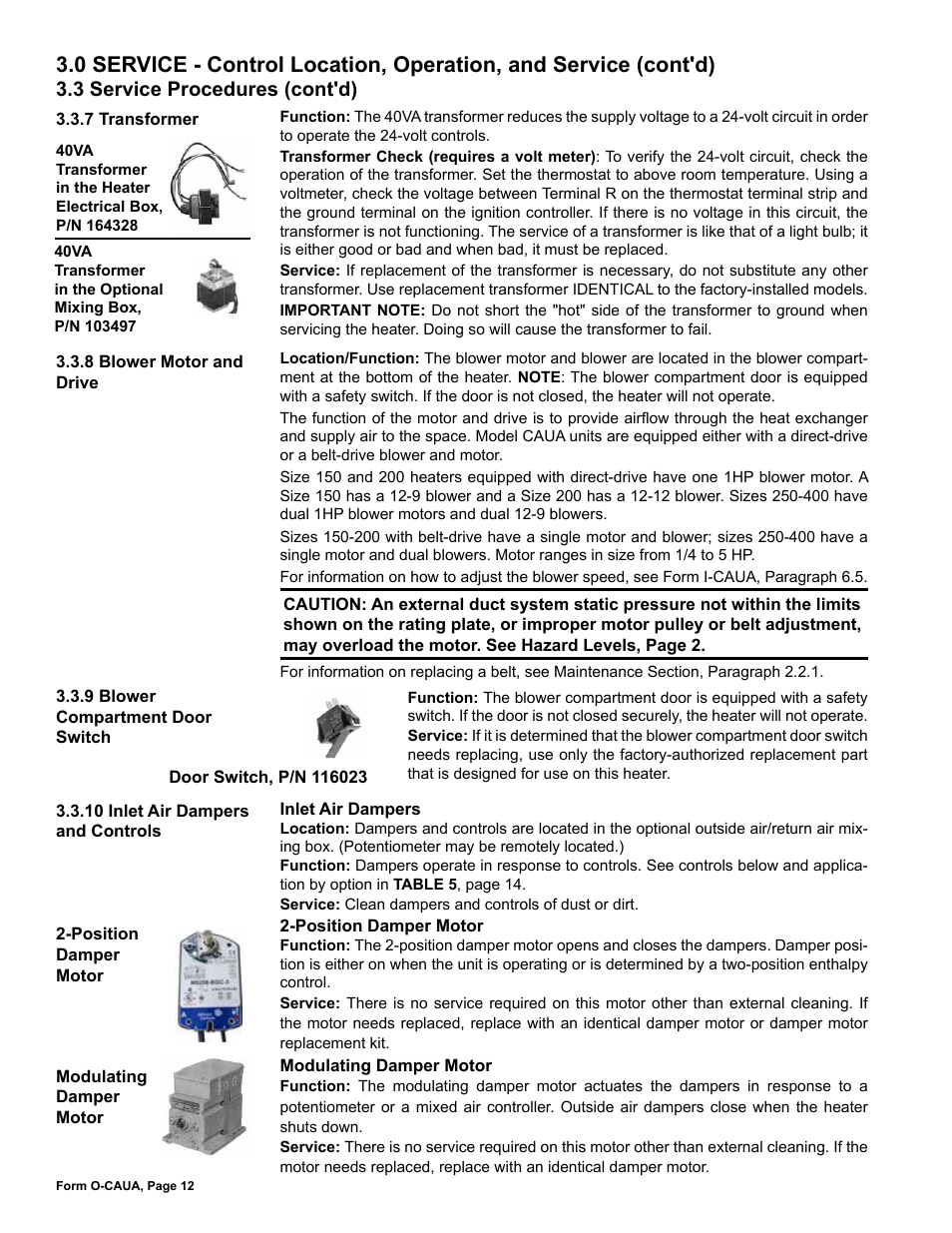 3 service procedures (cont'd) | Reznor CAUA Users Manual User Manual | Page 12 / 16