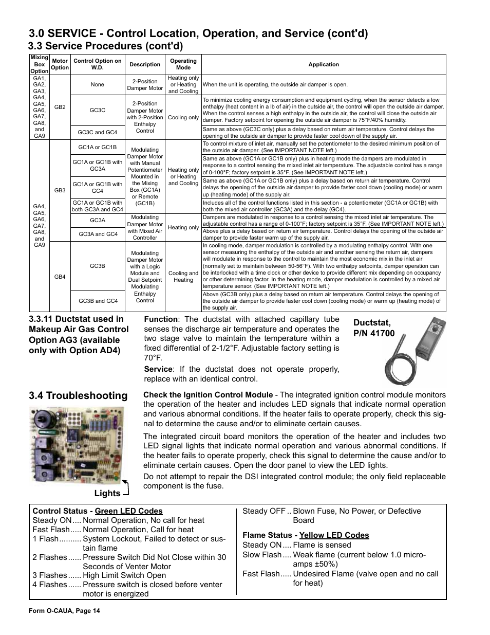 3 service procedures (cont'd), 4 troubleshooting, Lights | Reznor CAUA Users Manual User Manual | Page 14 / 16