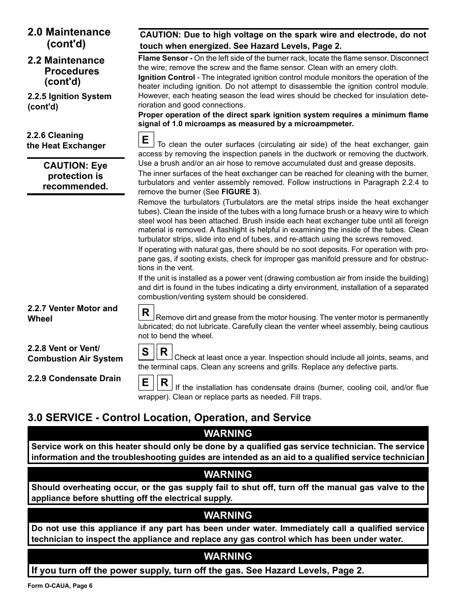 0 maintenance (cont'd) | Reznor CAUA Users Manual User Manual | Page 6 / 16