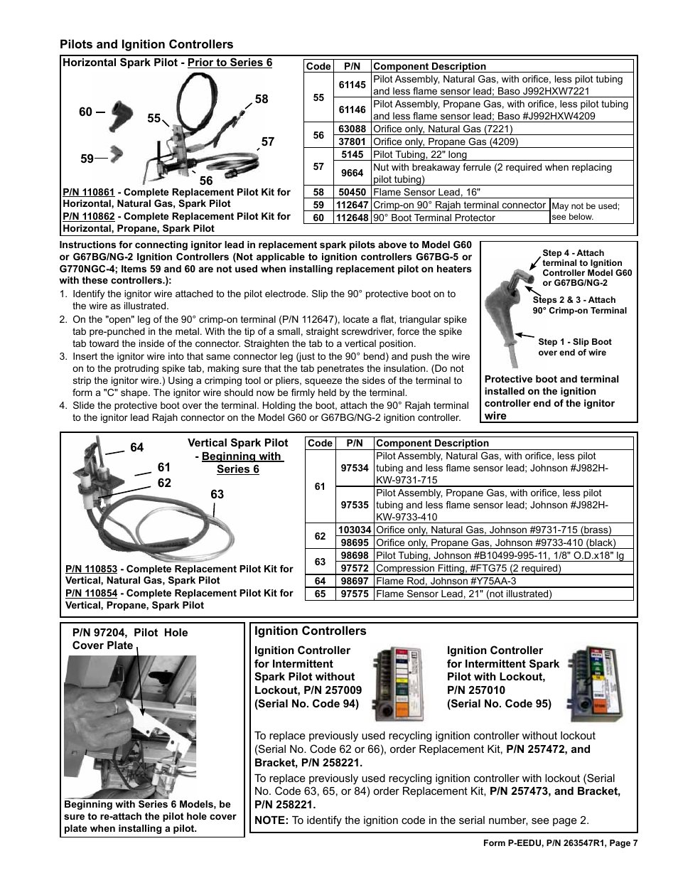 Ignition controller 7, Pilot 7 | Reznor HEEDU Parts Manuals User Manual | Page 7 / 8