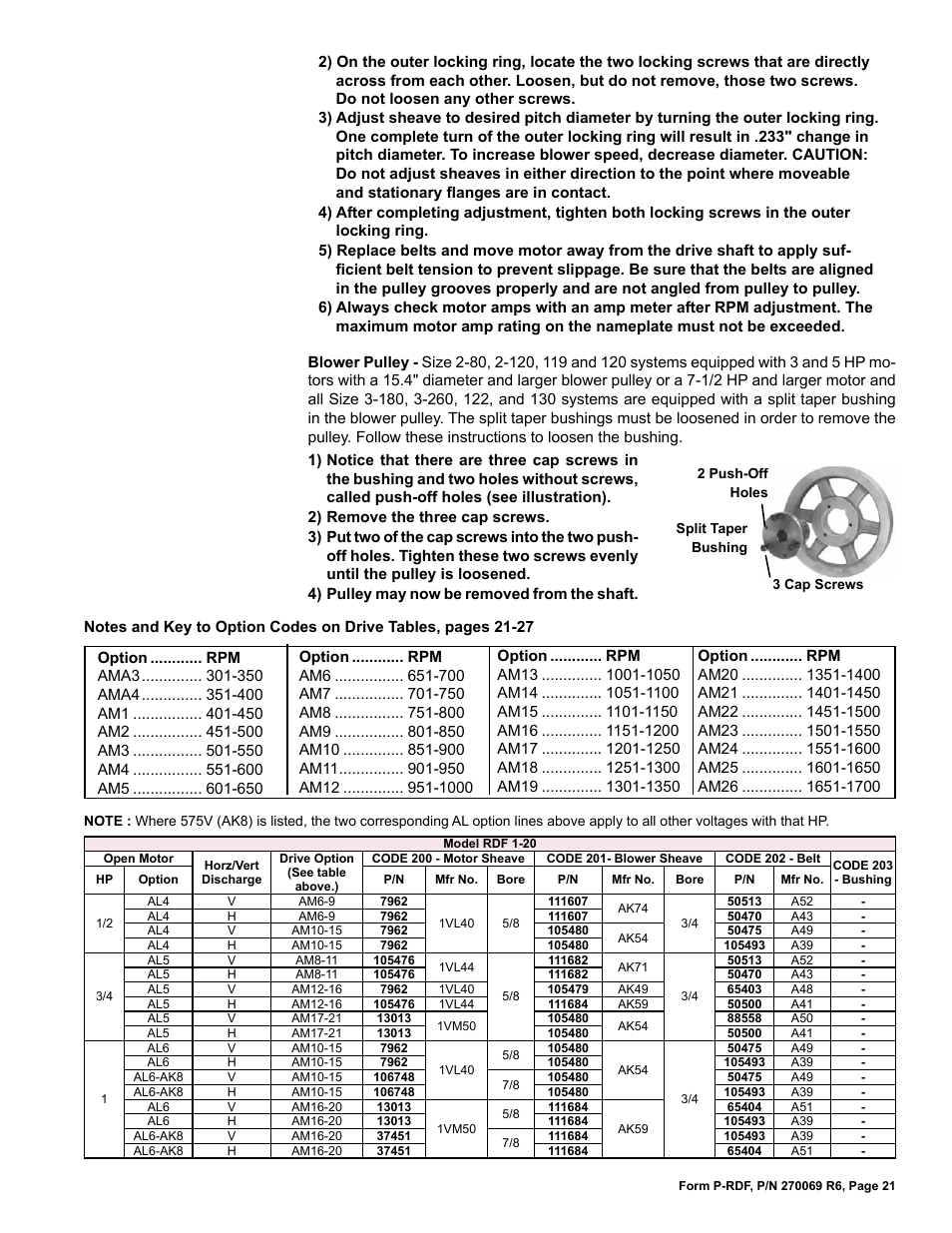 Pulley 21 | Reznor RDF Parts Manuals User Manual | Page 21 / 32
