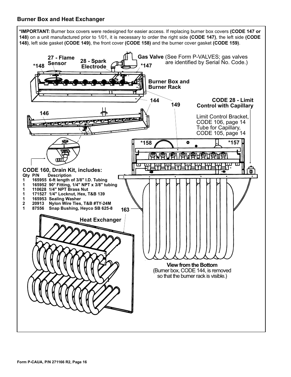 Burner 16, Heat exchanger 16, 17 | Reznor ACUB Parts Manuals User Manual | Page 16 / 24