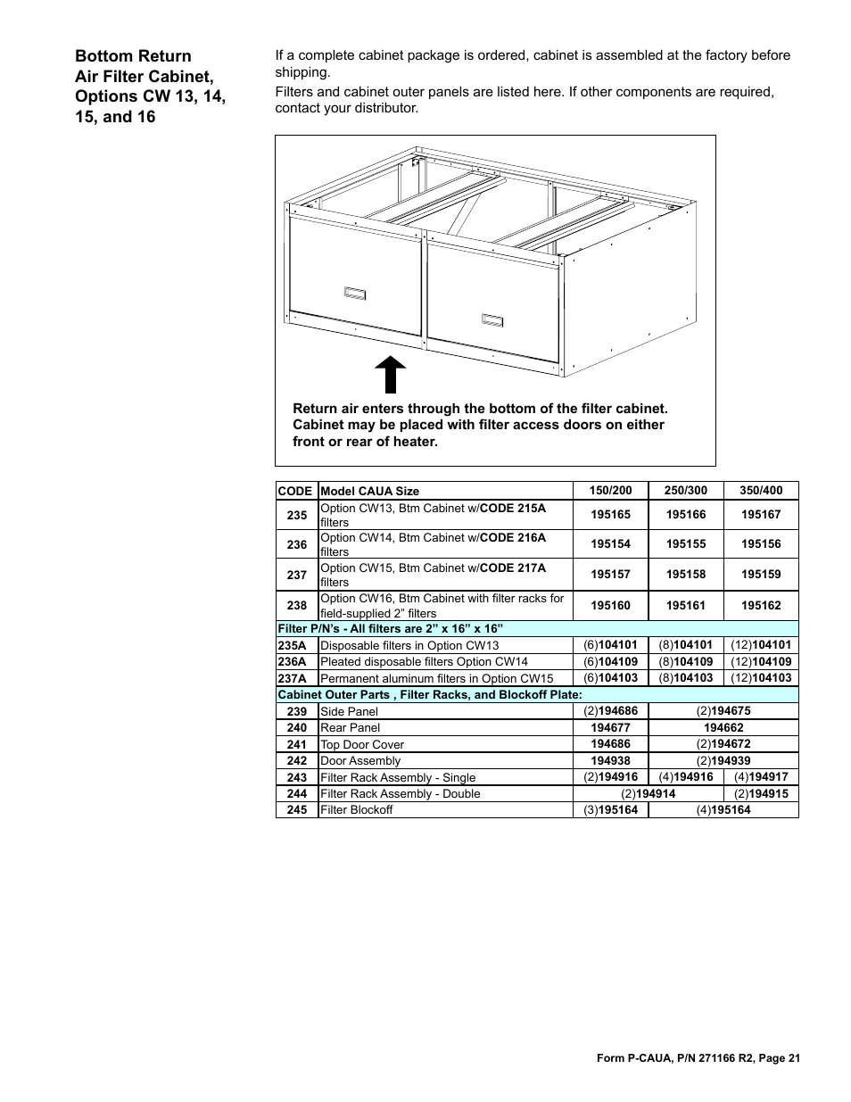 Cabinet 21 | Reznor ACUB Parts Manuals User Manual | Page 21 / 24