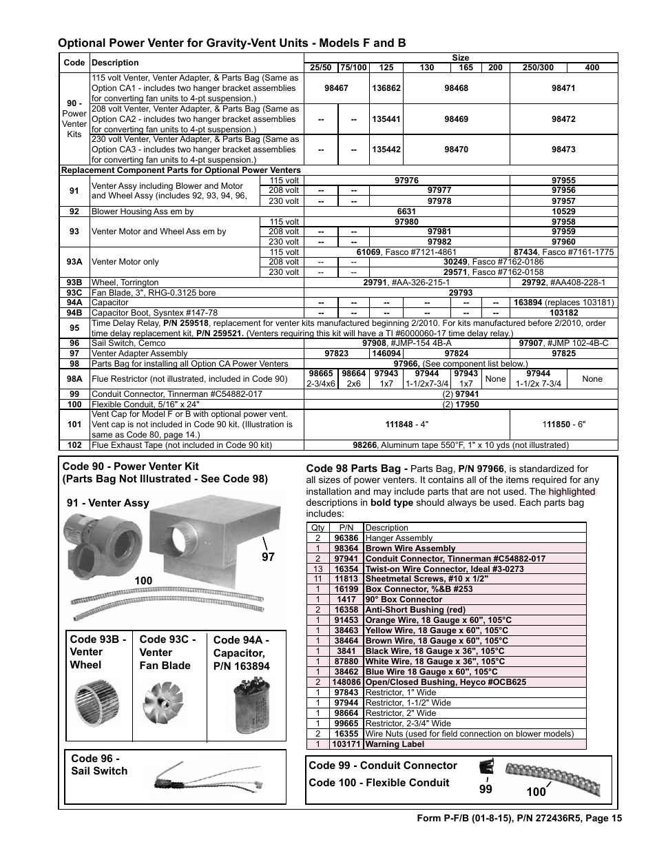 Sail switch 15 | Reznor B Parts Manuals User Manual | Page 15 / 20